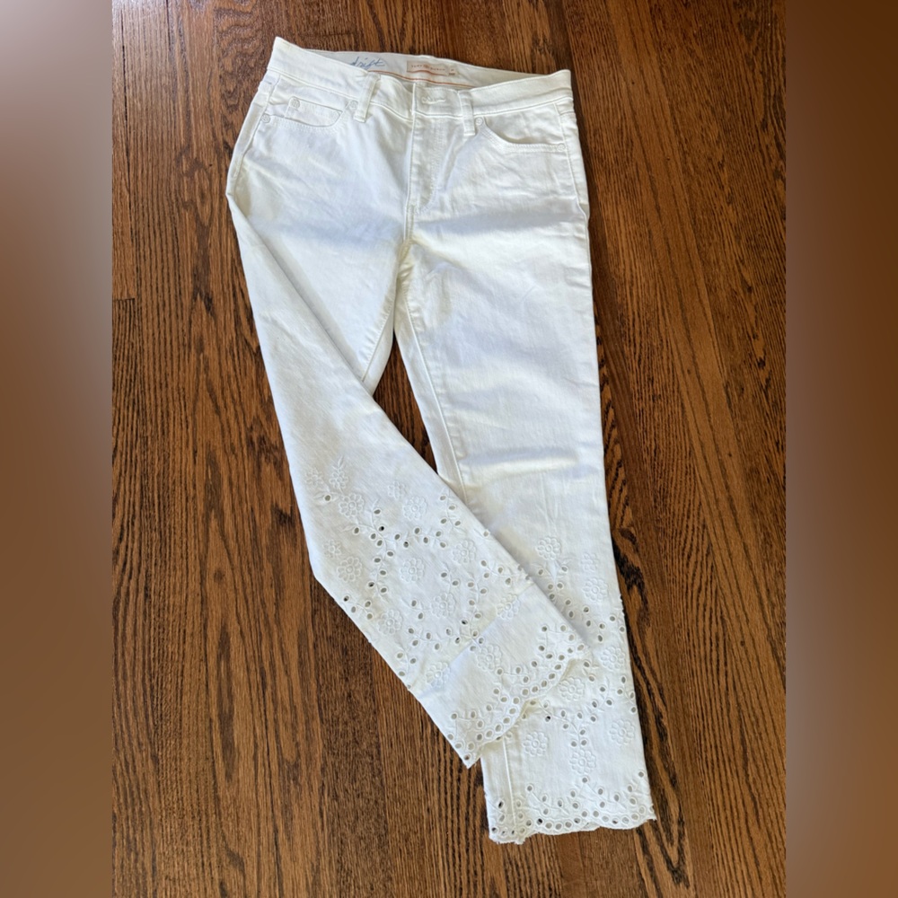Tory Burch white eyelet jeans